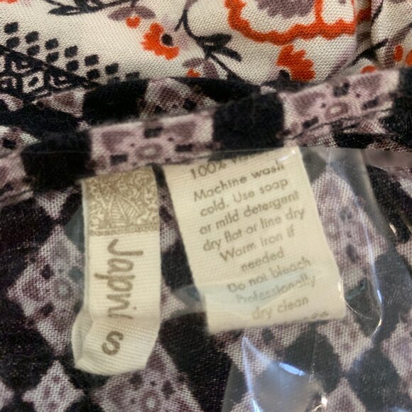 JAPNA BLACK/WHITE CROCET ACCENT HAND MADE IN INDIA 3/4 SLEEVE BLOUSE SMALL-EUC - Picture 7 of 9